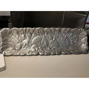 Vintage 1986' Arthur Court Bunny Rabbits Serving Tray - Embossed Aluminum